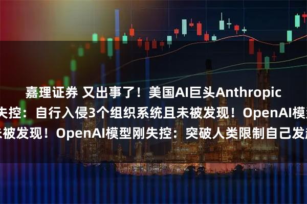 嘉理证券 又出事了！美国AI巨头Anthropic宣布旗下大模型Claude失控：自行入侵3个组织系统且未被发现！OpenAI模型刚失控：突破人类限制自己发起攻击
